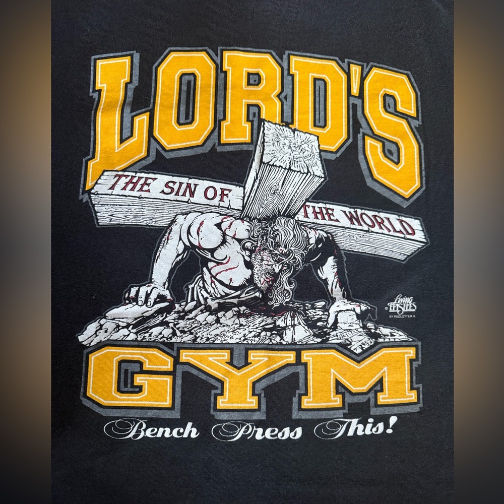 Vintage 90’s Lord’s Gym T Shirt Black Short Sleeve Tee XXL - Picture 4 of 11